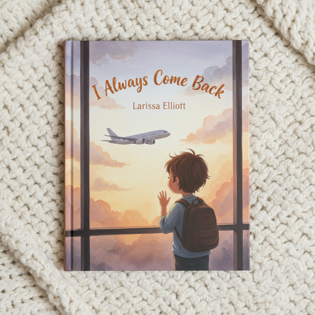 I Always Come Back - picture book cover with watercolour illustration of a boy watching a plane