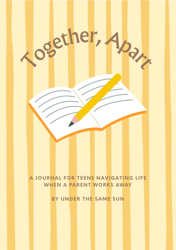 Together, Apart journal cover — a journal for teens navigating life when a parent works away